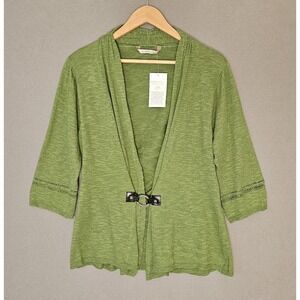 Soft‎ Surroundings Linen Blend Cachet Cardigan Womens M Green Coastal Boho New